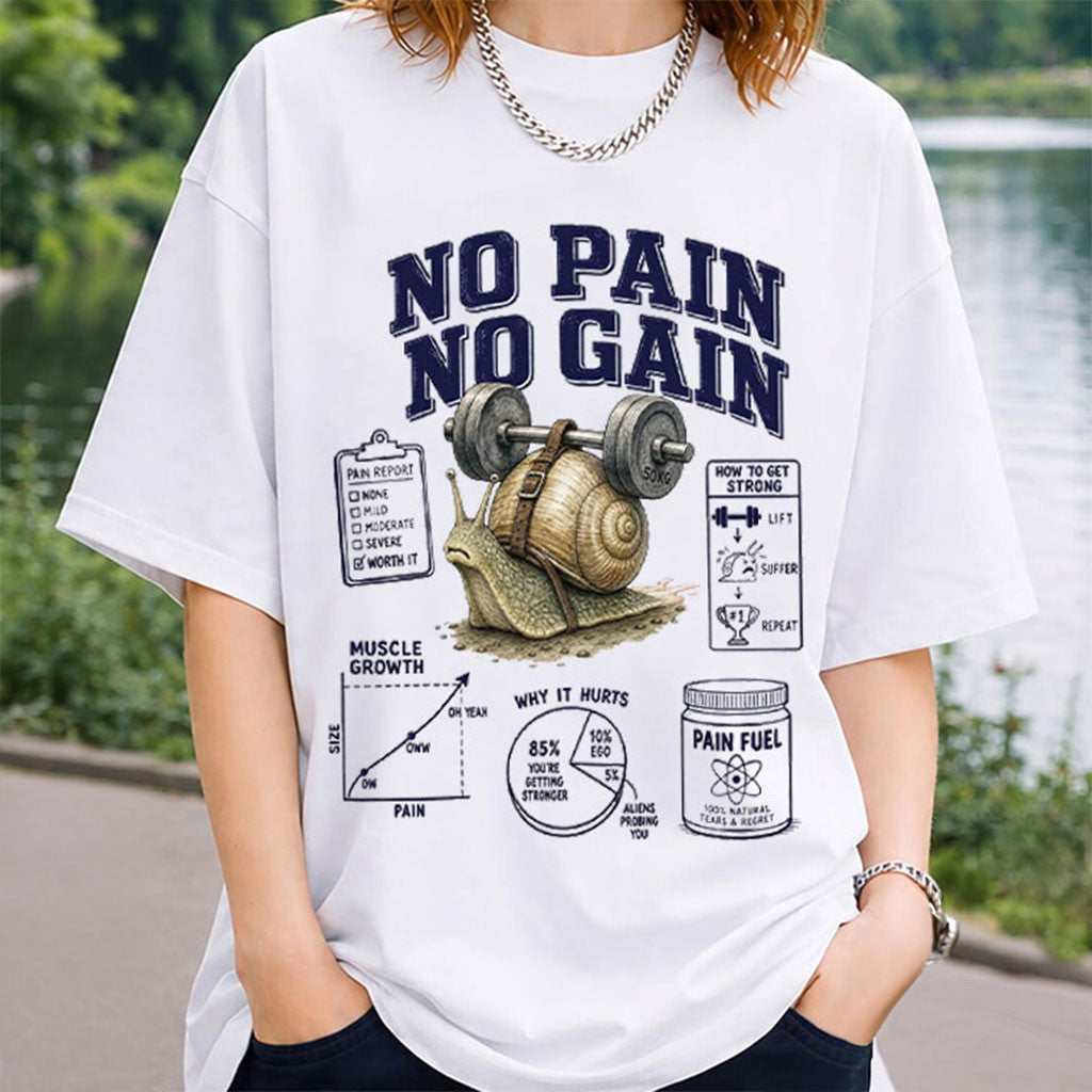 No Pain No Gain Shirt Funny Sports And Fitness Sarcastic T-Shirt Gifts For Gymers - Merchluma