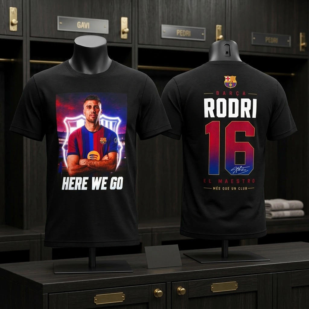 Rodri #16 Welcome To FC Barcelona Football T-Shirt Here We Go Shirt Football Fans Gifts - Merchluma