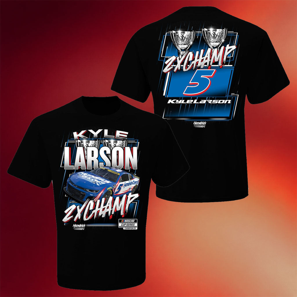 Kyle Larson Merch 2026 Hendrick Motorsports Team Collection Two-Time NASCAR Cup Series Champion Shirt - Merchluma