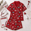 Georgia Bulldogs Heartbeats And Home Teams Short Sleeve Pajamas Set Bulldogs Merch Her Gifts - Merchluma