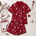 Indiana Hoosiers Heartbeats And Home Teams Short Sleeve Pajamas Set Hoosiers Merch Wife Gifts - Merchluma