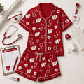 Wisconsin Badgers Heartbeats And Home Teams Short Sleeve Pajamas Set Badgers Merch Fans Gifts - Merchluma