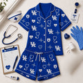 Kentucky Wildcats Heartbeats And Home Teams Short Sleeve Pajamas Set Wildcats Merch Sister Gifts - Merchluma