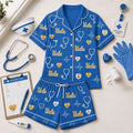 UCLA Bruins Heartbeats And Home Teams Short Sleeve Pajamas Set Bruins Merch Girlfriend Gifts - Merchluma