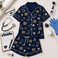 Notre Dame Fighting Irish Heartbeats And Home Teams Short Sleeve Pajamas Set Fighting Irish Merch - Merchluma