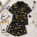 Iowa Hawkeyes Heartbeats And Home Teams Short Sleeve Pajamas Set Hawkeyes Merch Wife Gifts - Merchluma