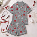 Ohio State Buckeyes Heartbeats And Home Teams Short Sleeve Pajamas Set Buckeyes Merch Women - Merchluma