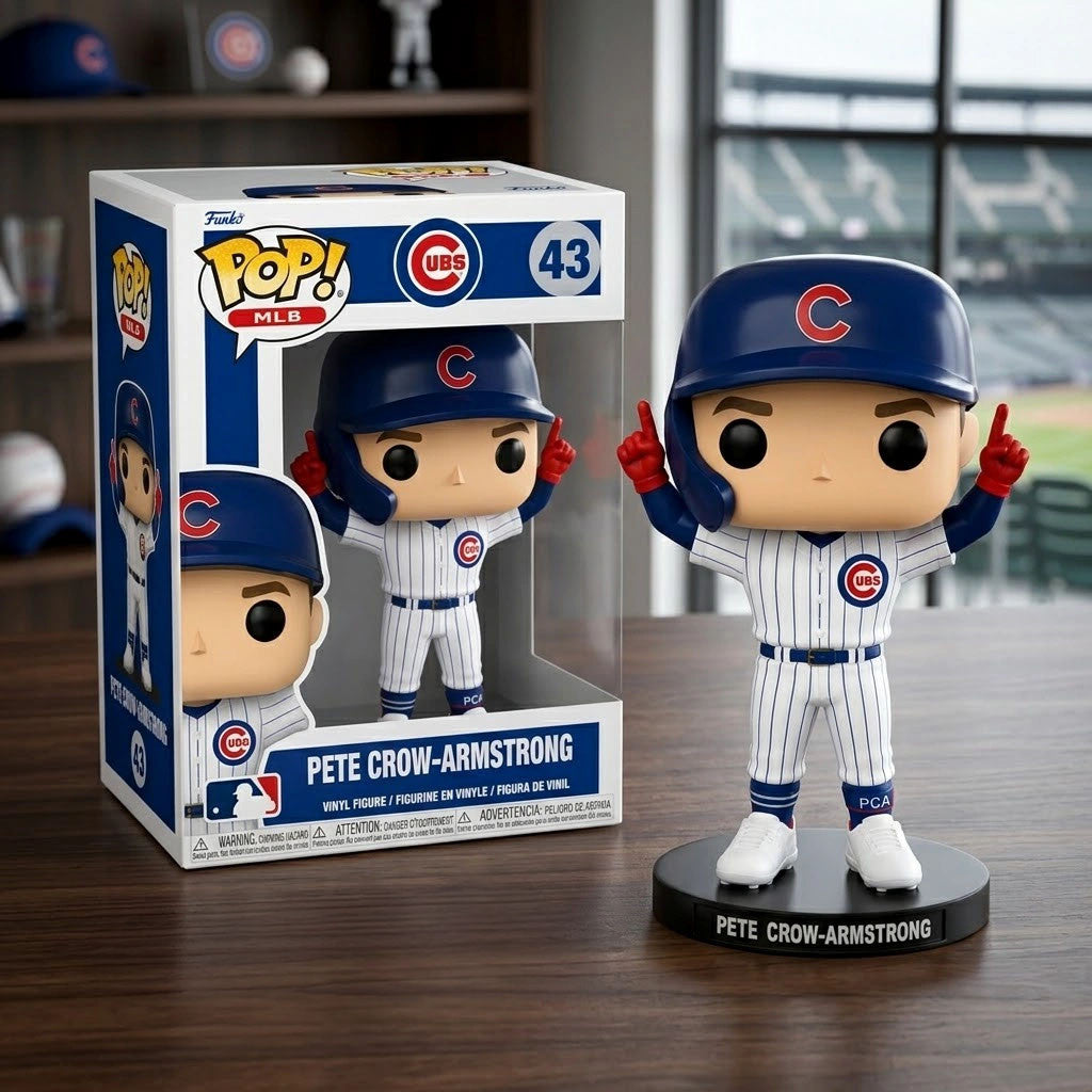 Pete Crow-Armstrong Chicago Cubs Walk-Off Hero Funko Pop Cubs Merch Baseball Lovers Display Decor - Merchluma