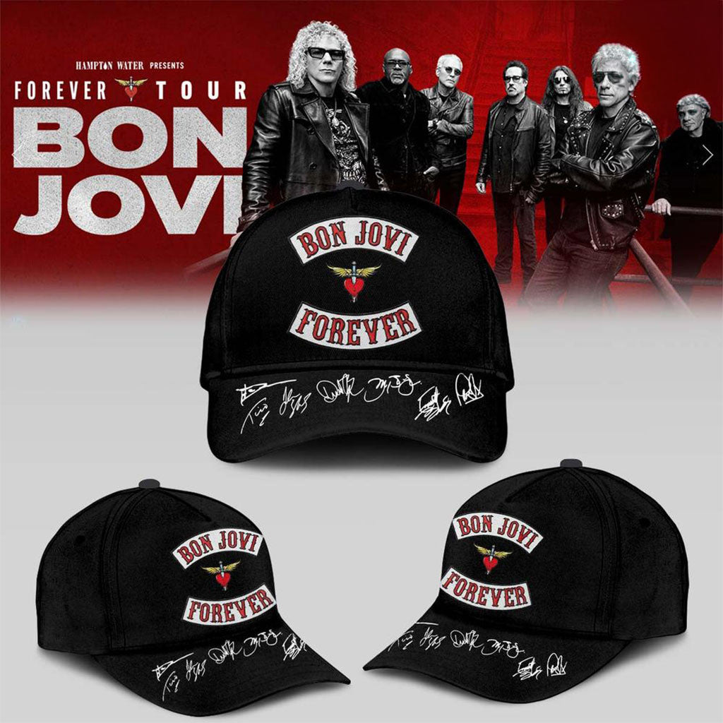 Bon Jovi Forever Tour Hat Black Bon Jovi Merch Birthday Present For Him - Merchluma