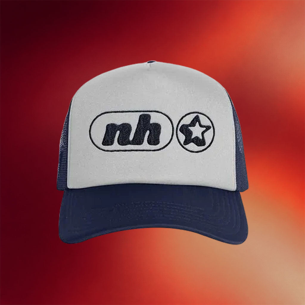 Narrow Head Merch 2026 Embroidered Navy Logo Trucker Hat Gift Ideas For Sisters - Merchluma