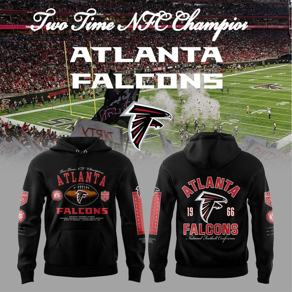 Atlanta Falcons Two Time NFC Champions Hoodie 2026 Atlanta Falcons Merch Football Fan Gifts - Merchluma
