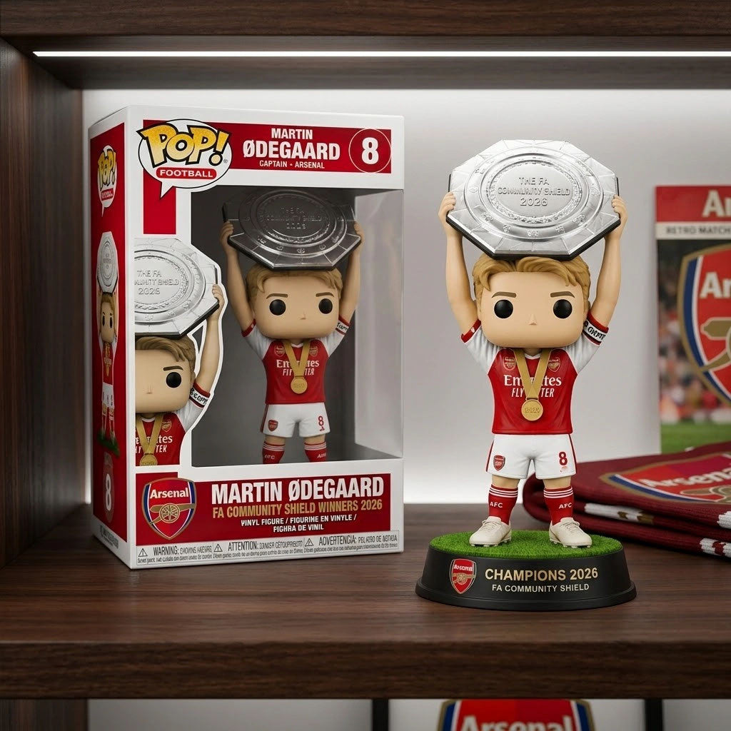 Martin Odegaard Arsenal FC Captain 2026 Community Shield Champions Funko Pop Arsenal FC Merch - Merchluma