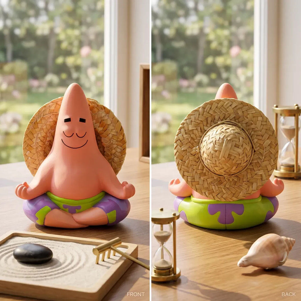 Zen Patrick Star Meditating Figurine With Straw Hat Funko Pop Tabletop Decor Gift For Friends - Merchluma