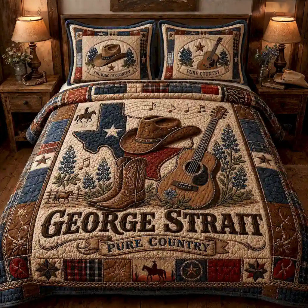 George Strait Pure Country Quilt Bedding Set George Strait Merch Gift For Music Lovers - Merchluma