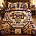 LSU Tigers Geaux Tigers Quilt Bedding Set LSU Tigers Merch Present For Football Lovers - Merchluma
