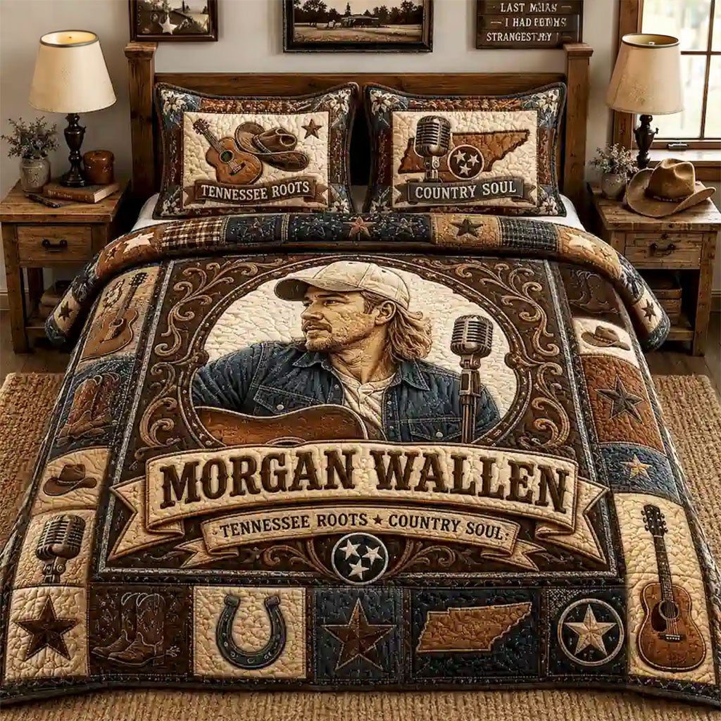 Morgan Wallen Country Soul Quilt Bedding Set Morgan Wallen Merch Present For Music Lovers - Merchluma