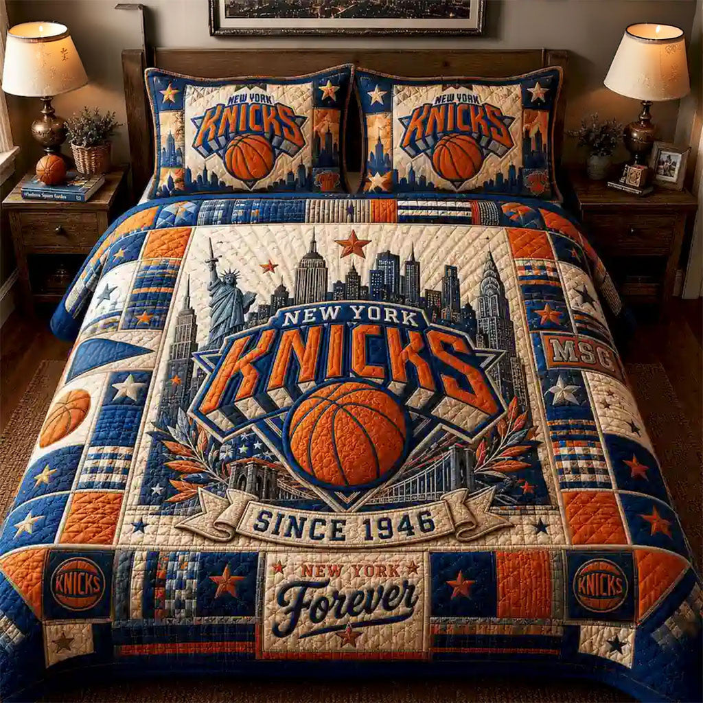 New York Knicks 2026 Champions Quilt Bedding Set NY Knicks Merch Gift For Basketball Fans - Merchluma