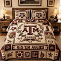 Texas A&M Aggies 12th Man Quilt Bedding Set Bedroom Ideas Presents For Football Fans - Merchluma