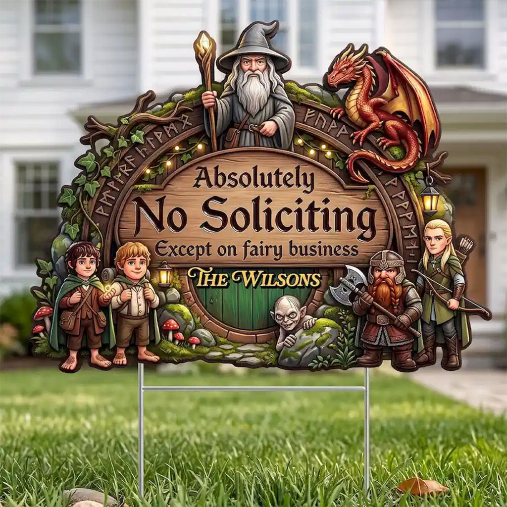 Custom The Lord Of The Rings Absolutely No Soliciting Yard Sign Garden Decor LOTR Merch 2026 - Merchluma