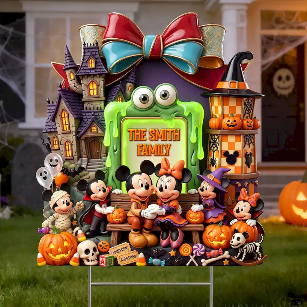 Personalized D Mickey Family Halloween Yard Sign Garden Decor Ideas Best Halloween Gifts - Merchluma