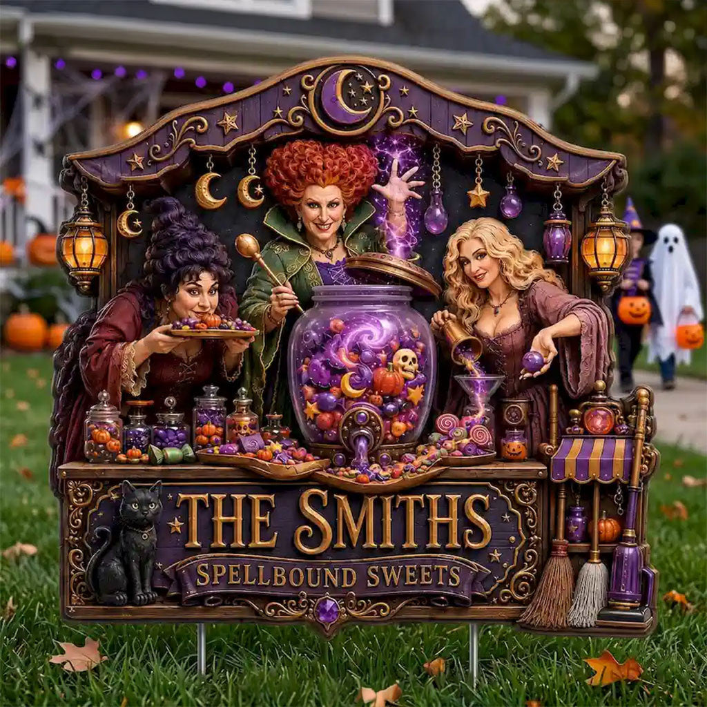 Personalized Hocus Pocus Spellbound Sweets Yard Sign Halloween Garden Decor Family Gifts - Merchluma