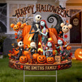 Personalized Jack Skellington Family Happy Halloween Yard Sign Spooky Garden Decor Ideas - Merchluma