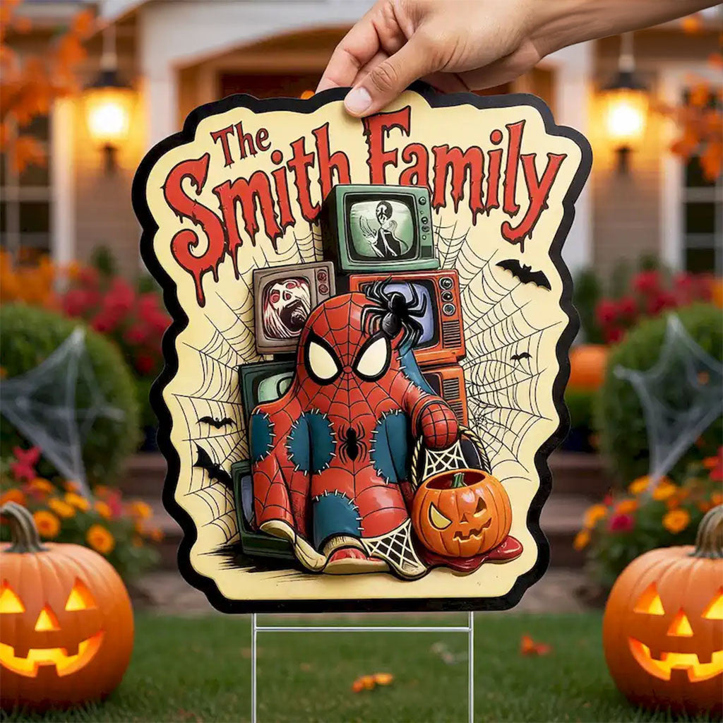 Personalized Spiderman Spooky Halloween 2026 Yard Sign Spooky Garden Decor Best Halloween Gifts - Merchluma
