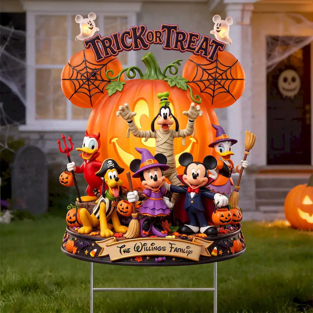 Personalized Trick Or Treat D Characters Halloween Yard Sign Spooky Garden Decor Gift Ideas - Merchluma