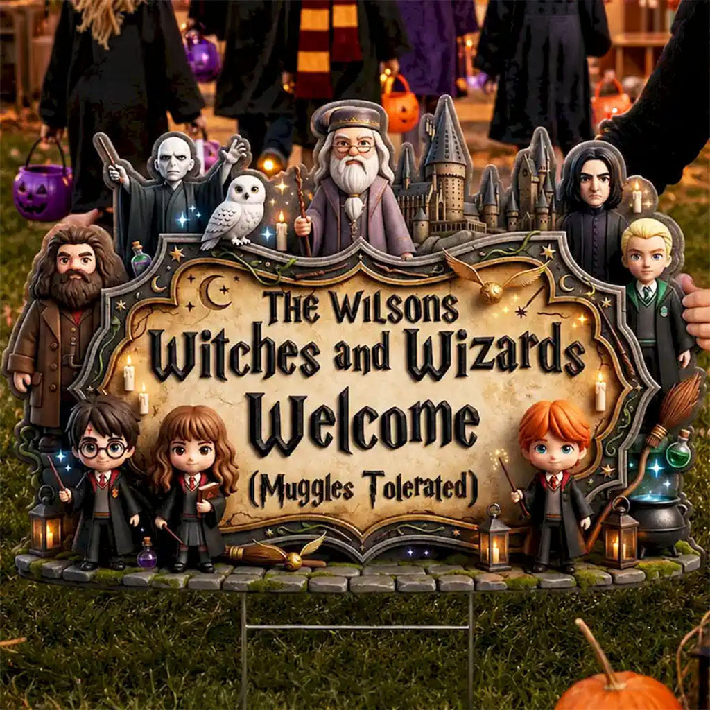Personalized Harry Potter Welcome Halloween 2026 Yard Sign Witches And Wizards Garden Decor - Merchluma