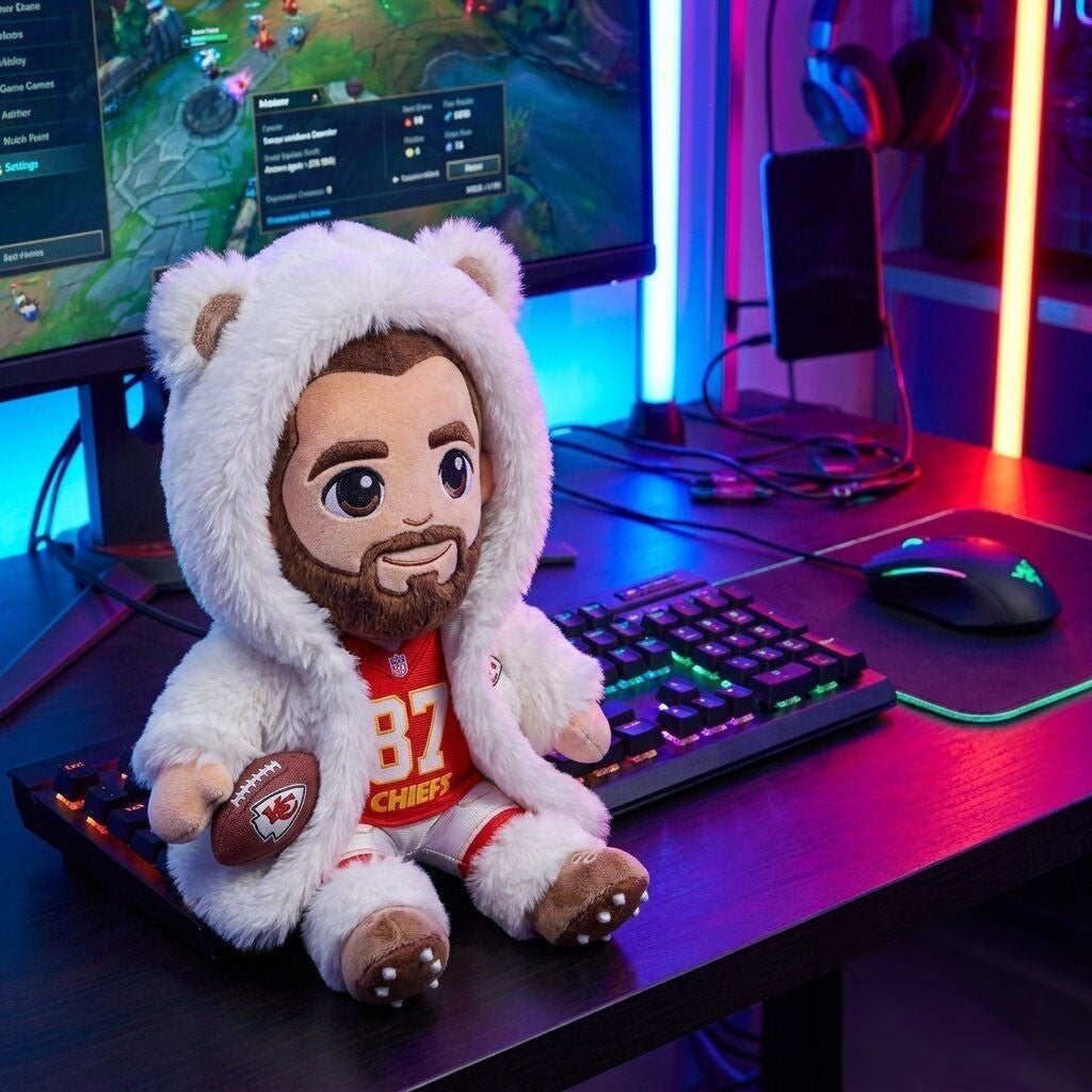 Travis Kelce The Big Yeti Premium Chibi Plush Pillow KC Chiefs Travis Kelce Merch Fan Gifts - Merchluma