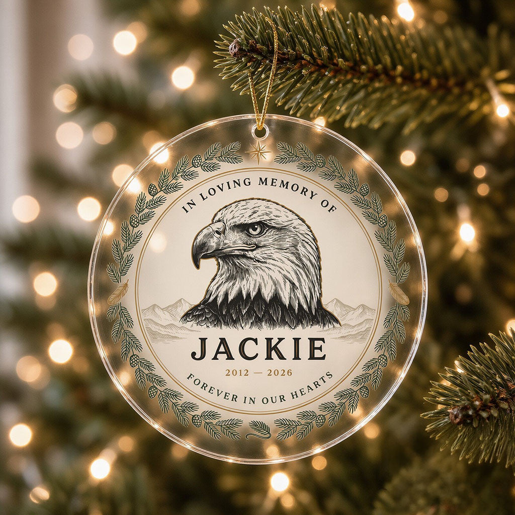 In Loving Memory Of Jackie Bald Eagle 2012 2026 Forever In Our Hearts Christmas Ornament Decor - Merchluma