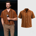 Chris Evans Style Brown Striped Hawaii Shirt Chris Evans Merch Best Gift For Husband - Merchluma