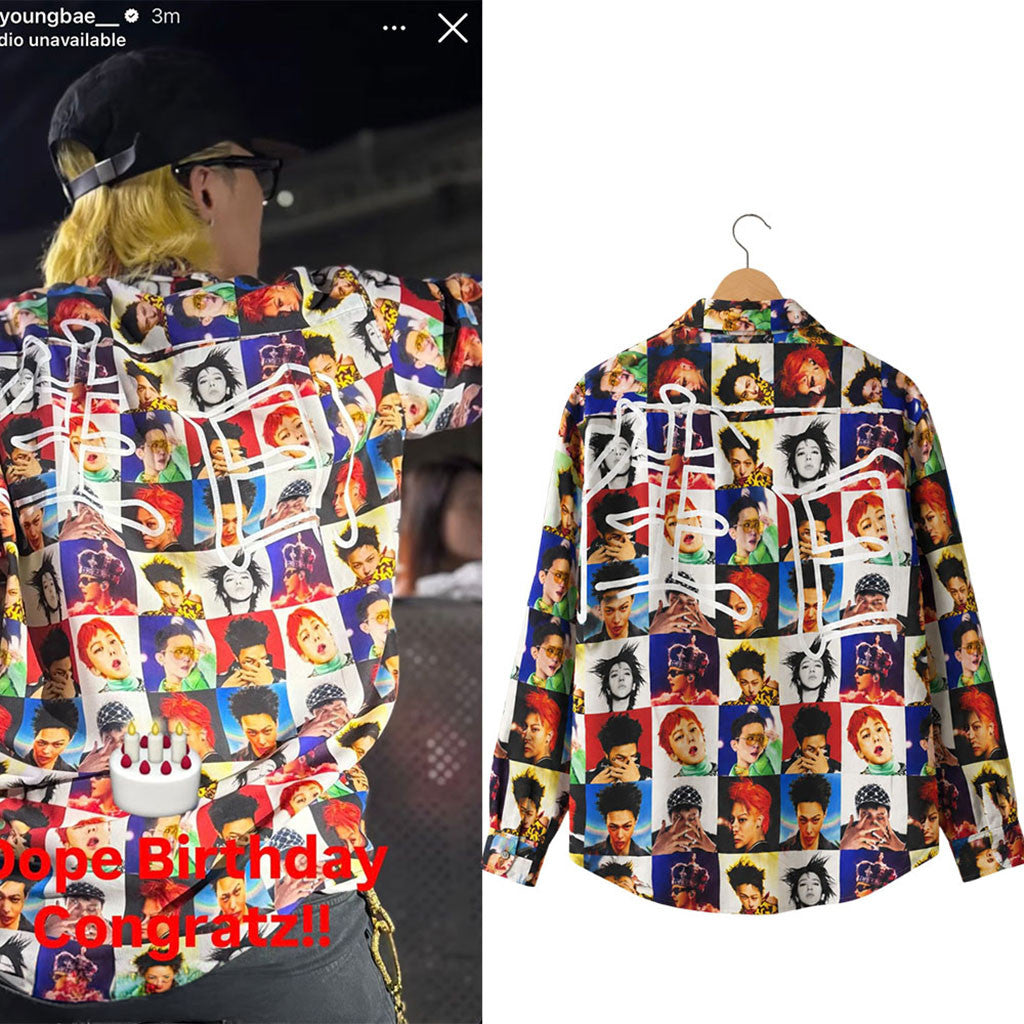 G-Dragon Photo Grid Long Sleeve Button Up Shirt Inspired By Taeyang's Birthday Post Merch - Merchluma
