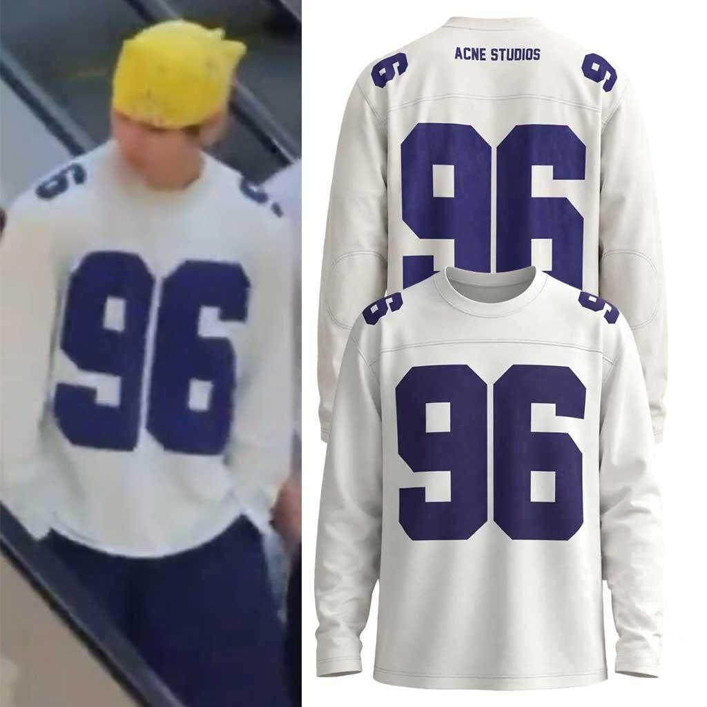 V BTS Acne Studios 96 White Long Sleeve Shirt BTS Tour Merch 2026 Concert Outfits For Fans - Merchluma