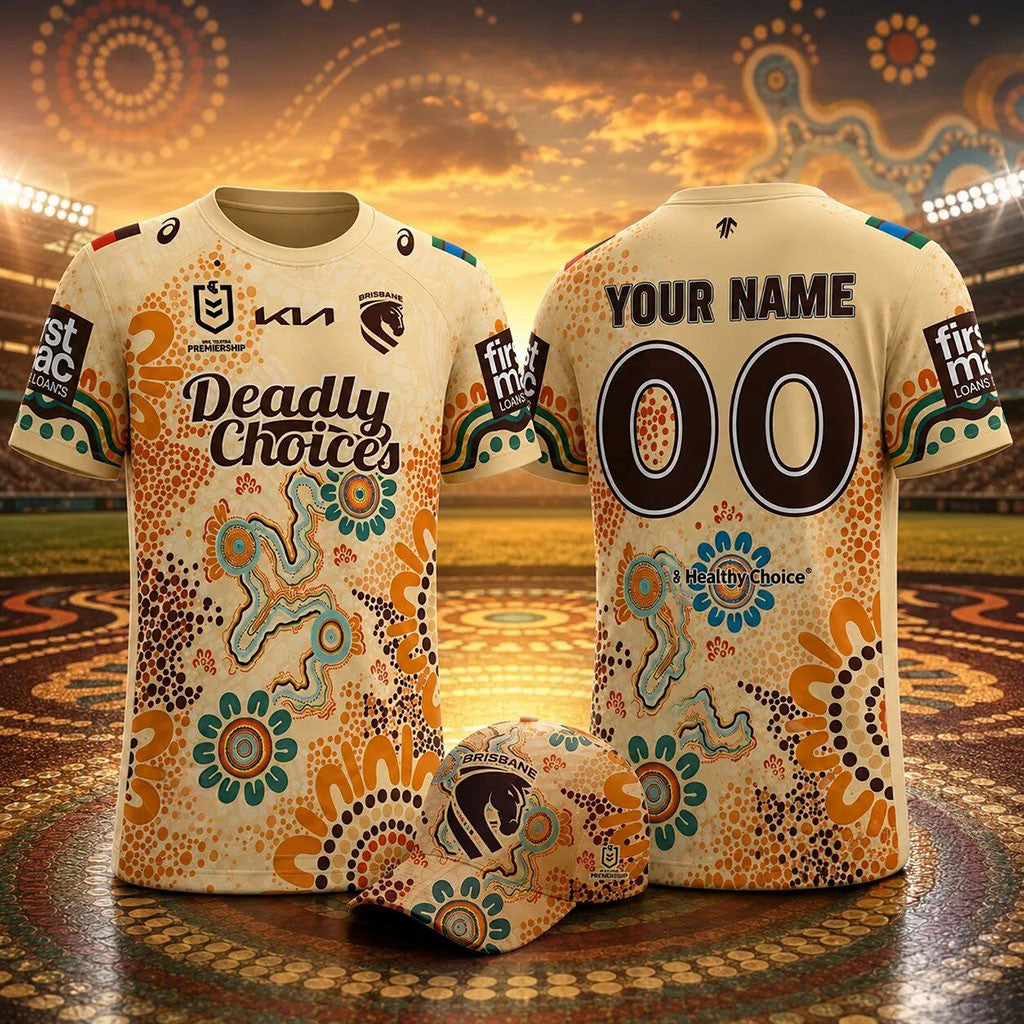 Personalized Brisbane Broncos Indigenous Rugby Jersey Brisbane Broncos Merch Rugby Fan Gifts - Merchluma