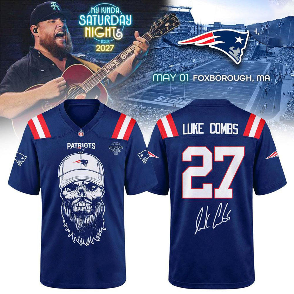 New England Patriots X Luke Combs Merch My Kinda Saturday Night Tour 2027 Jersey Gift For Fans - Merchluma