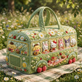 Green Floral Sanrio Characters Picnic Bus Quilted Duffle Bag Cute Gifts For Her - Merchluma
