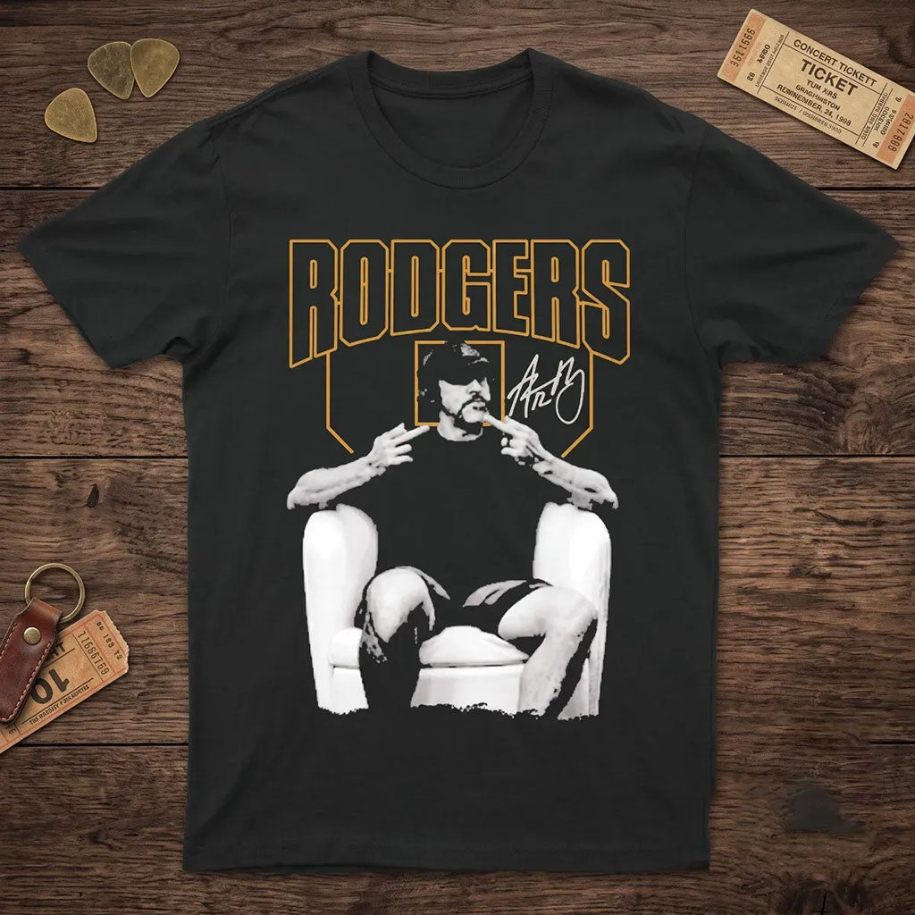Aaron Rodgers Middle Finger With Signature T-Shirt Aaron Rodgers Merch Gifts For Football Fan - Merchluma