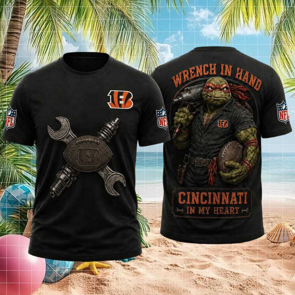 Cincinnati Bengals Turtle Mechanic Wrench In Hand Football Shirt Bengals Merch Presents For Him - Merchluma