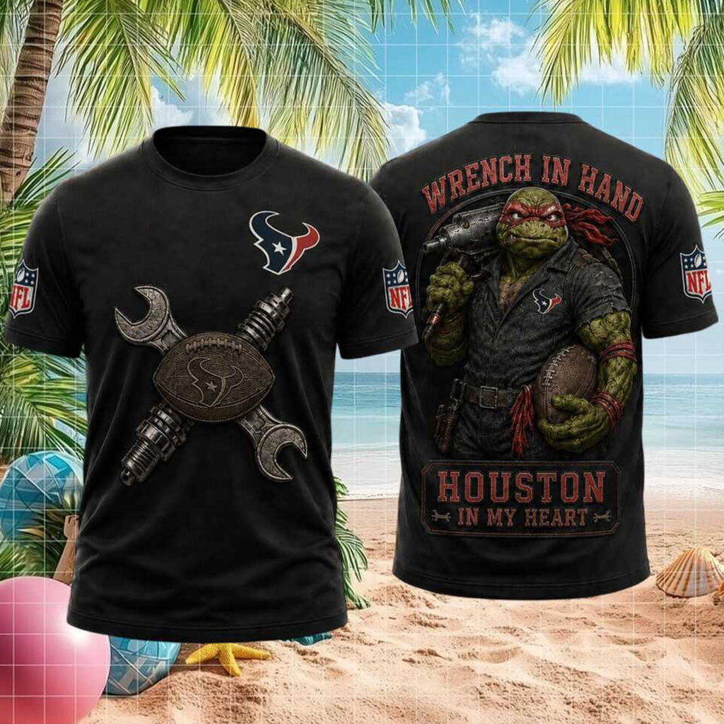 Houston Texans Turtle Mechanic Wrench In Hand Football Shirt Texans Merch Football Fan Gifts - Merchluma