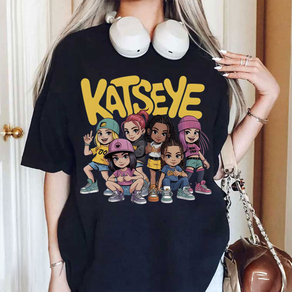Katseye Cartoon Member Beautiful Chaos Tour Kpop Music T-Shirt KATSEYE Merch Gifts For BFF - Merchluma
