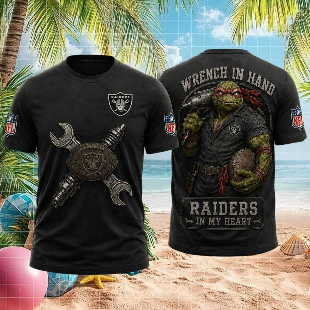 Las Vegas Raiders Ninja Turtle Mechanic Wrench In Hand Football Shirt Raiders Merch Fan Gifts - Merchluma