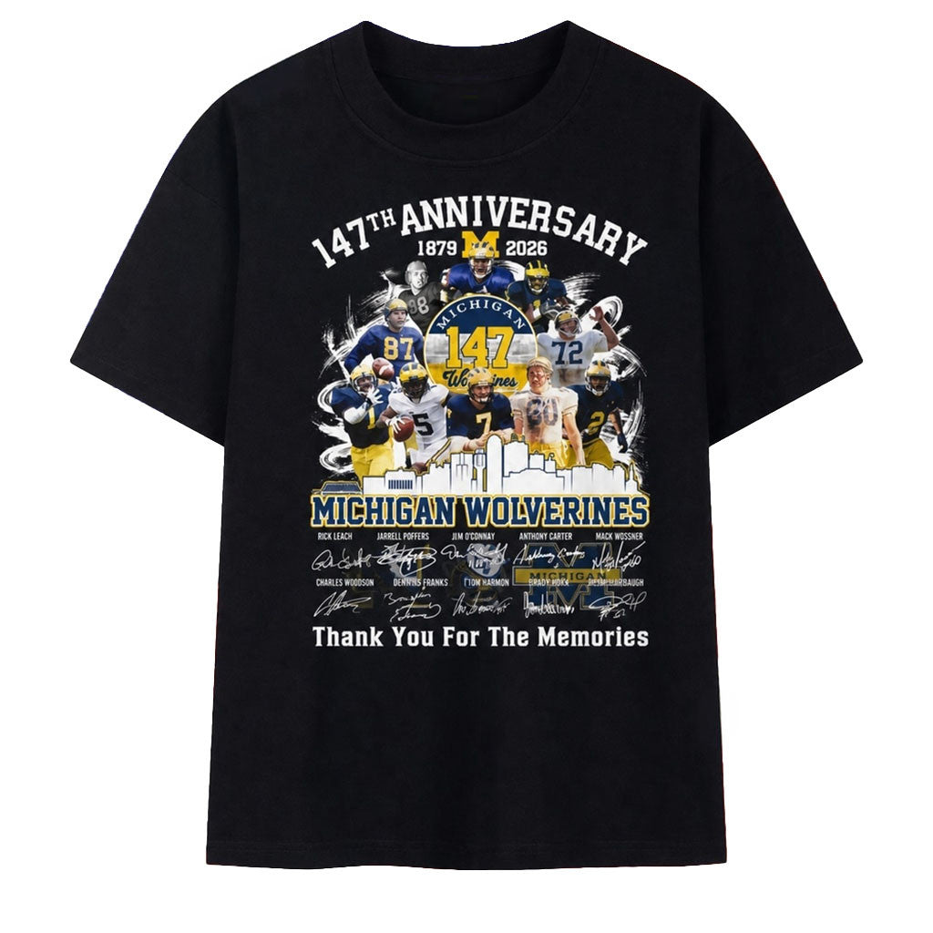 Michigan Wolverines Football 147th Anniversary 1879 2026 Legends Signatures Shirt Wolverines Merch - Merchluma