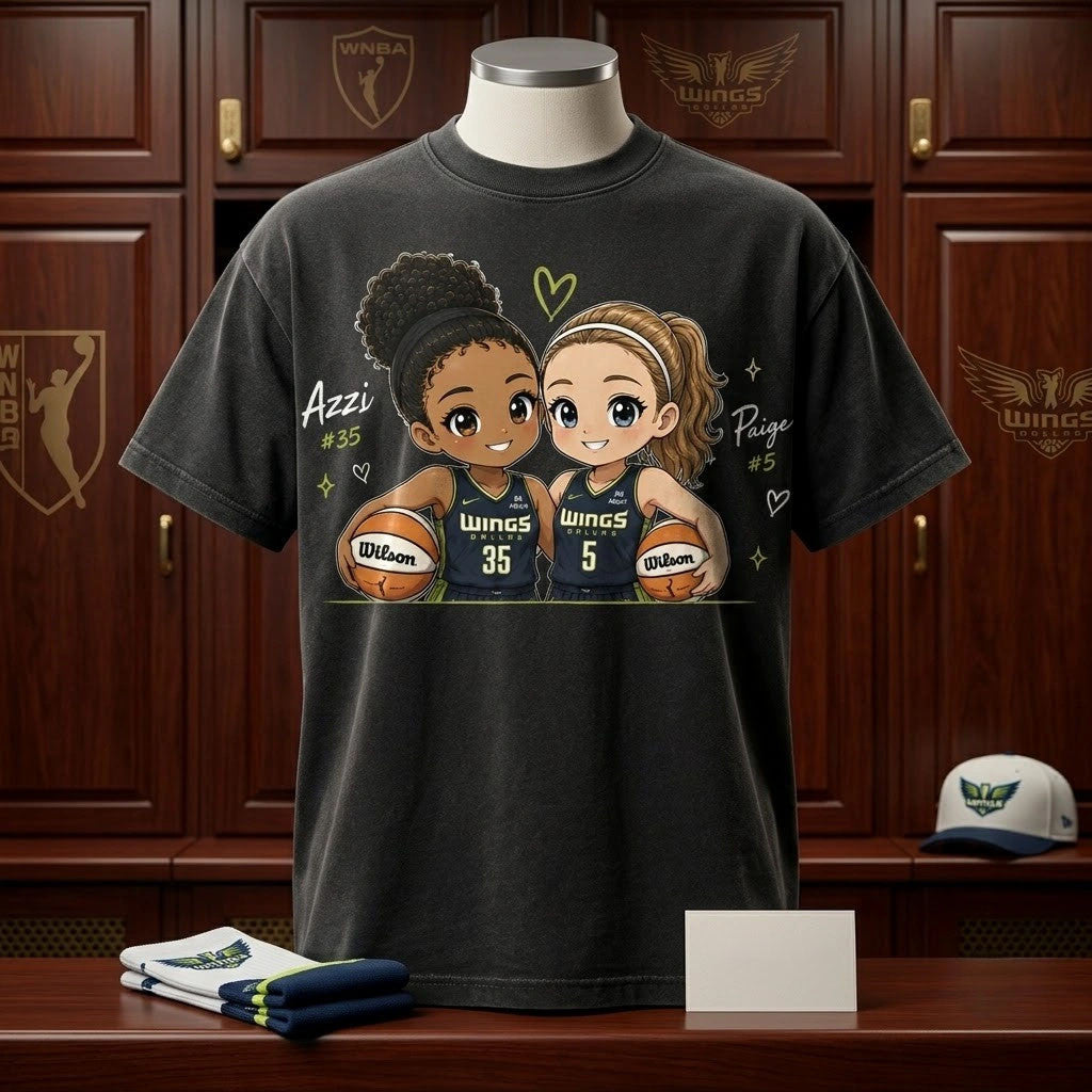 Paige Bueckers And Azzi Fudd Dallas Wings Duo Chibi T-Shirt Dallas Wings Merch Fans Gifts - Merchluma