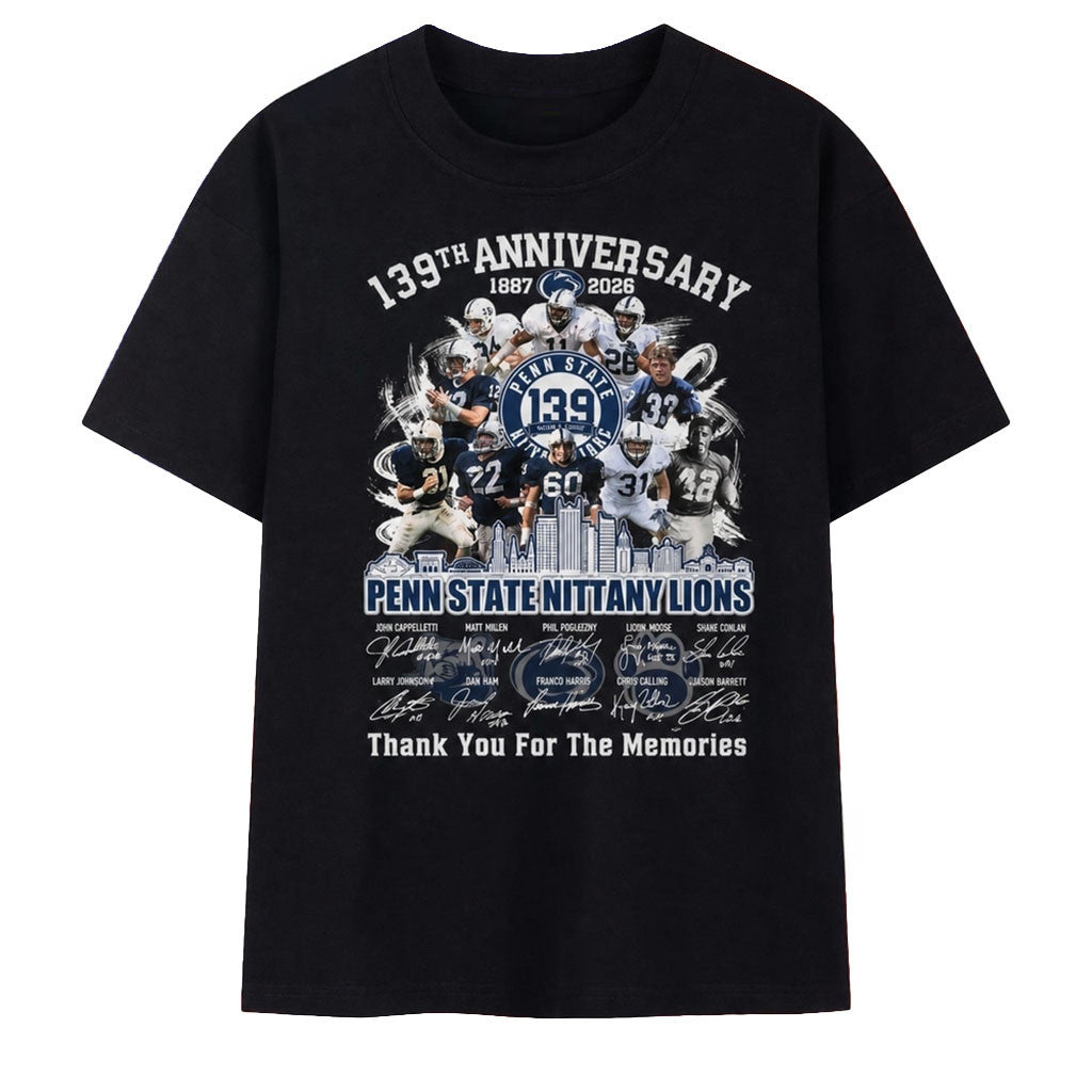 Penn State Nittany Lions 139th Anniversary 1887 2026 Legends Signatures T-Shirt Lions Merch - Merchluma