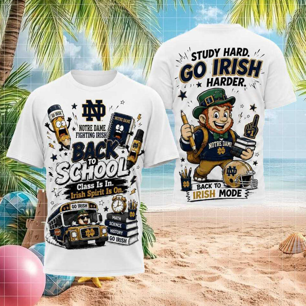 Notre Dame Fighting Irish Leprechaun Back To School Shirt Fighting Irish Merch Presents For Dad - Merchluma