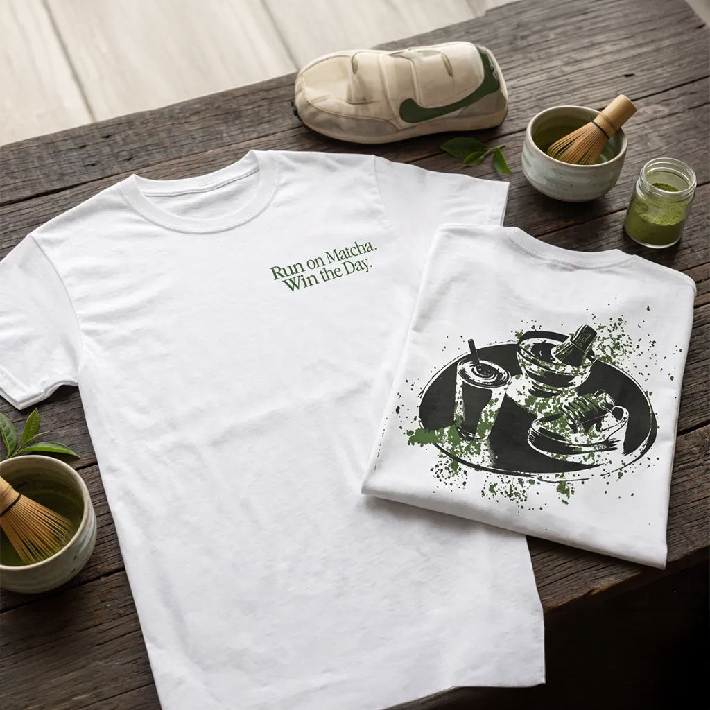 Run On Matcha Win The Day Graphic T-Shirt Gifts For Matcha Lovers - Merchluma