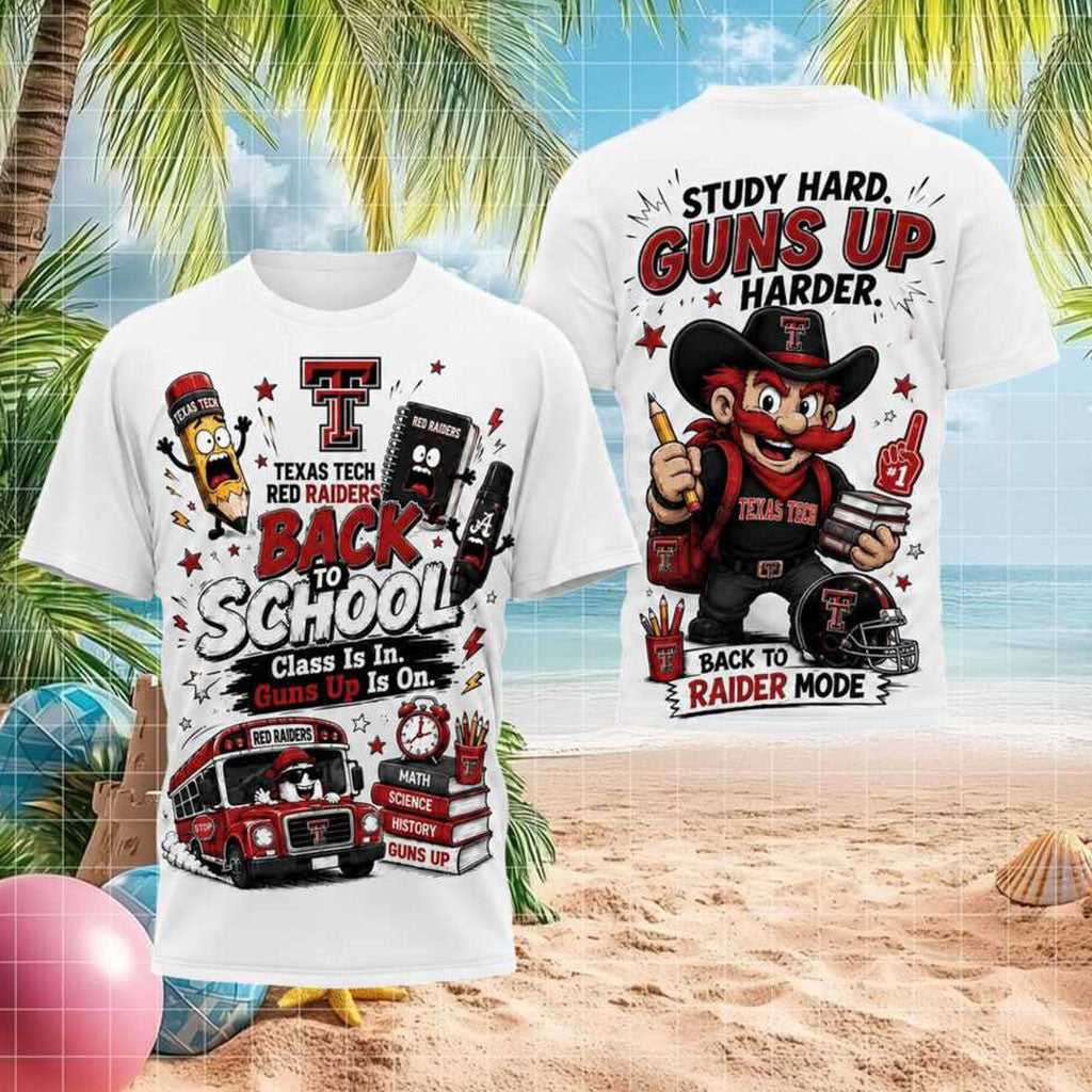 Texas Tech Red Raiders Raider Red Back To School Guns Up Shirt Raiders Merch Fans Gifts - Merchluma
