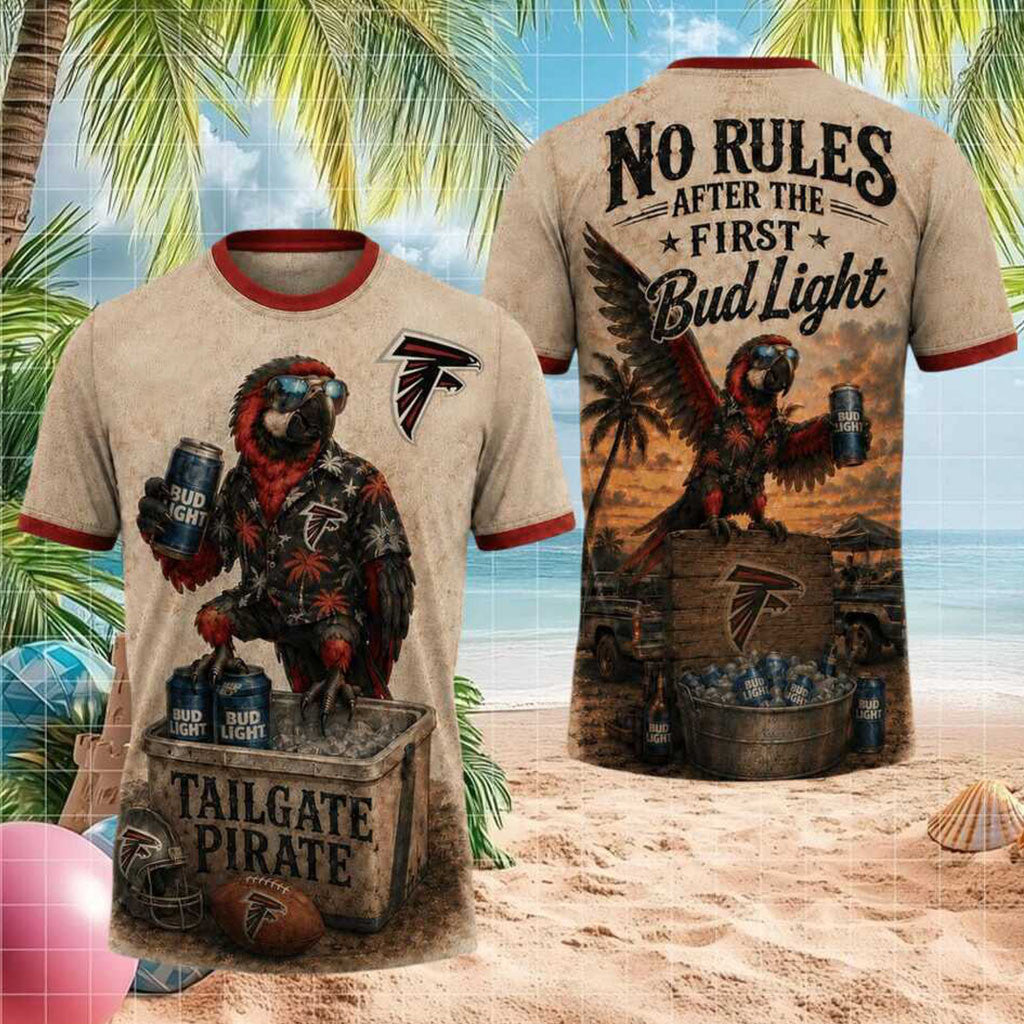 Atlanta Falcons Tailgate Pirate Parrot Beer Drinking Shirt Falcons Merch Gifts For Football Fan - Merchluma