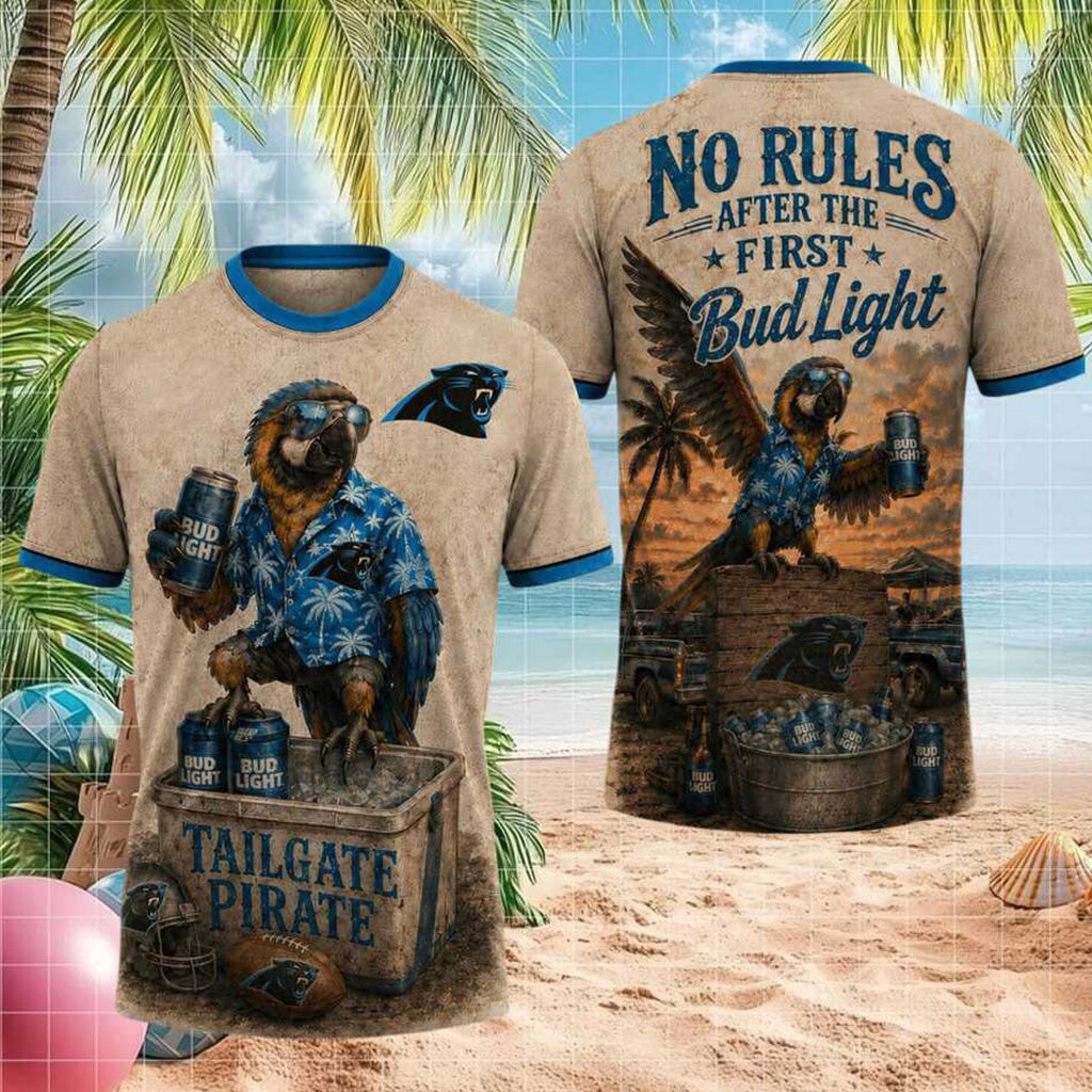 Carolina Panthers Tailgate Pirate Parrot Beer Drinking Shirt Panthers Merch Football Fan Gear - Merchluma